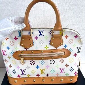 Louis Vuitton Monogram Alma Handbag Multicolor White
